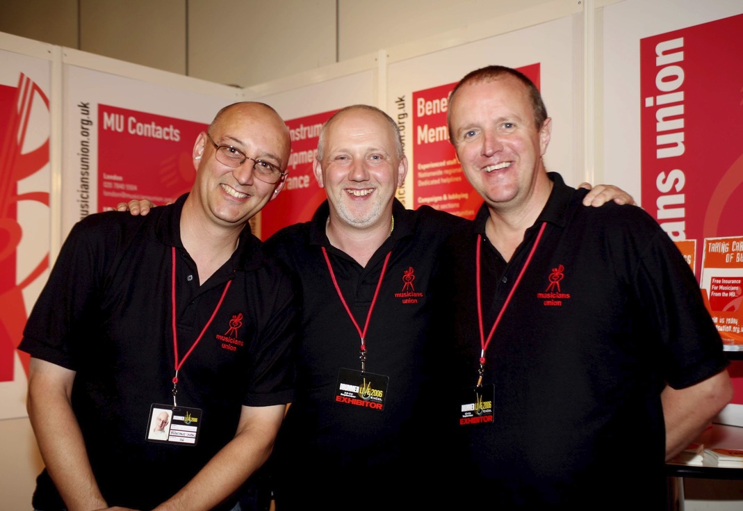 Paul Burrows, Dave Webster, KA at the London Drum Show