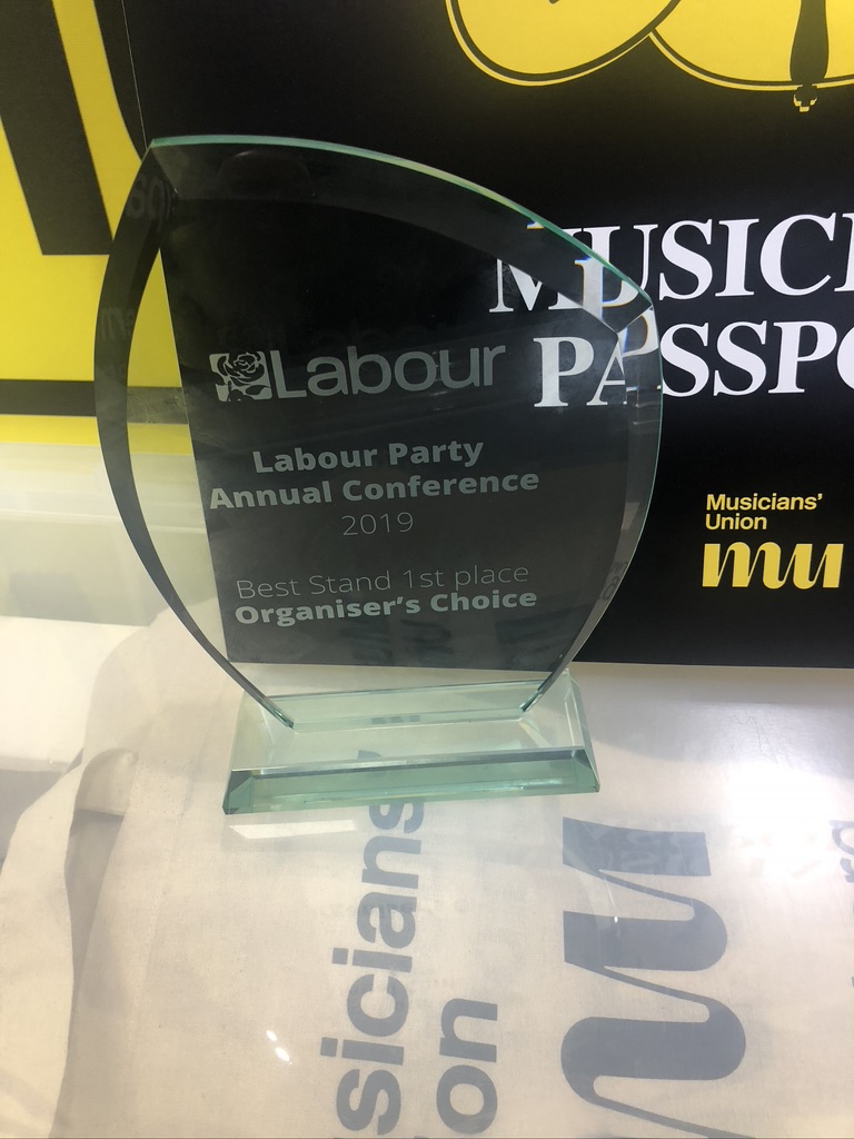 The MU won 'Best Stand' at the Labour Party Conference 2019